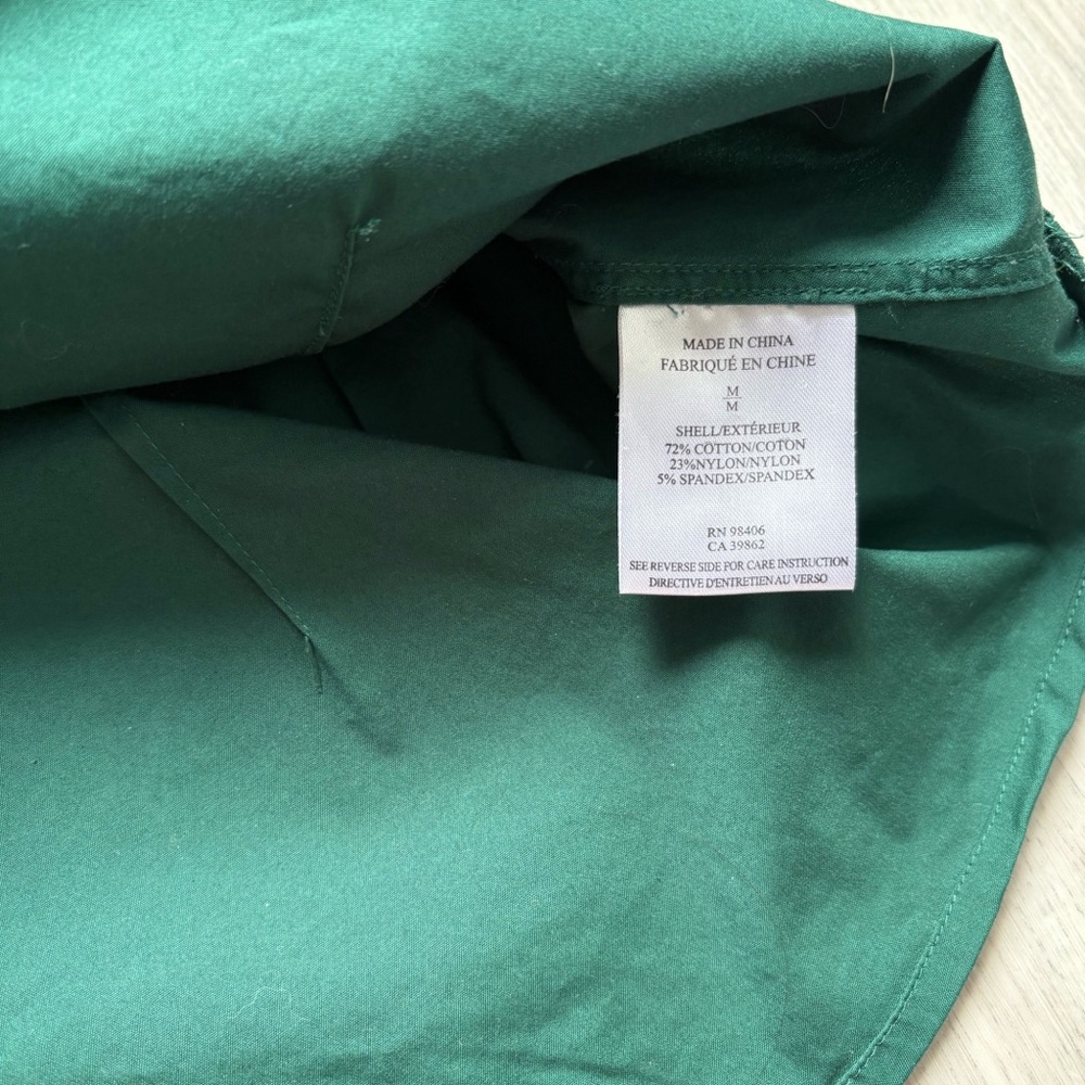 Theory Green Cotton Blend Tailored Button-Up Shirt Size Medium - Picture 7 of 11